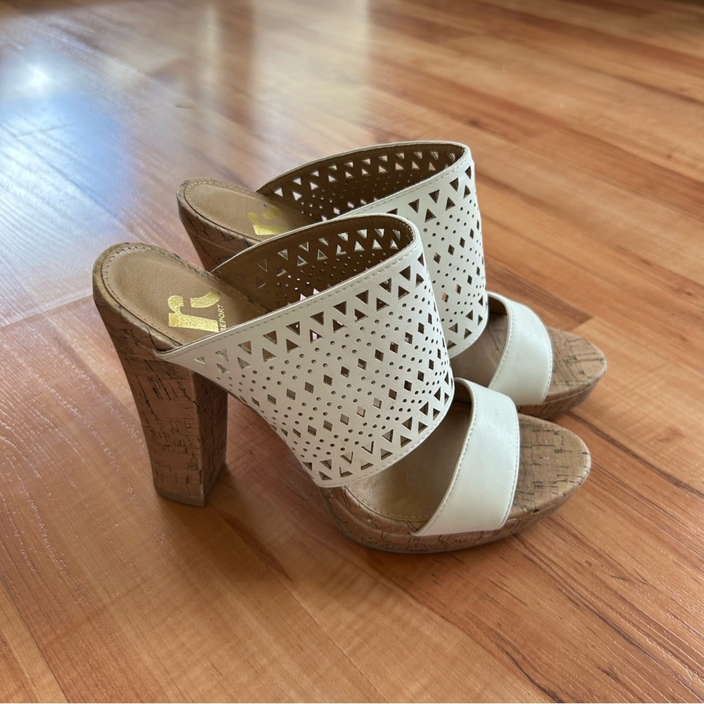 Report Platform Sandals in White & Beige Travel Vacation Beach Cruise Casual